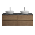 Тумба с четырьмя ящиками, столешницей и накладными раковинами подвесная BelBagno KRAFT 140 Rovere Tabacco 202777 - фото 211060