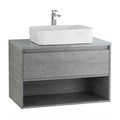 Тумба со столешницей, одним ящиком и одной открытой полкой подвесная BelBagno KRAFT 80 Cemento Grigio 200364 - фото 211185