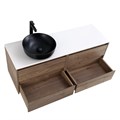 Тумба со столешницей подвесная BelBagno KRAFT 120 Rovere Tabacco, раковина слева 200357