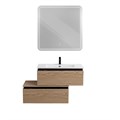 Тумба с раковиной подвесная с нижней тумбой CEZARES SLIDER 80 Дуб Тангент, раковина белая 190701