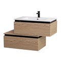 Тумба с раковиной подвесная с нижней тумбой CEZARES SLIDER 80 Дуб Тангент, раковина белая 190701