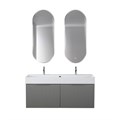 Тумба с раковиной подвесная  двумя выдвижными ящиками и двойным внутренним ящиком CEZARES PREMIUM 120 Plisse Grigio nuvola, раковина белая 190638