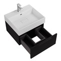 Тумба с раковиной подвесная и одним выдвижным ящиком CEZARES PREMIUM 50 Plisse Nero opaco, раковина белая 190629