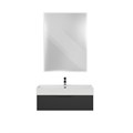 Тумба с раковиной подвесная и одним выдвижным ящиком CEZARES PREMIUM 90 Plisse Nero opaco, раковина белая 190624