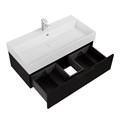 Тумба с раковиной подвесная и одним выдвижным ящиком CEZARES PREMIUM 90 Plisse Nero opaco, раковина белая 190624