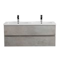 Тумба с раковиной на две чаши подвесная CEZARES MOLVENO 46 120 Beton, раковина белая CZR-8070-120-2 190907