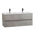 Тумба с раковиной на две чаши подвесная CEZARES MOLVENO 46 120 Beton, раковина белая CZR-8070-120-2 190907