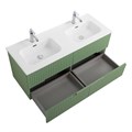 Тумба с раковиной подвесная с четырьмя ящиками CEZARES DUET-N 120 Фисташковый Софт, раковина белая с двумя чашами CZR-8095-120-2 190883