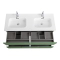 Тумба с раковиной подвесная с четырьмя ящиками CEZARES DUET-N 120 Фисташковый Софт, раковина белая с двумя чашами CZR-8095-120-2 190883