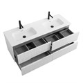 Тумба с раковиной подвесная с четырьмя ящиками CEZARES DUET-N 140 Bianco Lucido, раковина белая с двумя чашами CZR-8095-140-2 190882