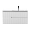 Тумба с раковиной подвесная с двумя ящиками, правосторонняя CEZARES DUET-N 100 Bianco Lucido, раковина белая CZR-8095-100-R 190871