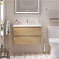 Тумба с раковиной подвесная BelBagno KRAFT 39 80 Rovere Nebrasca Nature, раковина белая BB-8099-3-80 202601