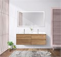 Тумба с четырьмя ящиками и раковиной на две чаши подвесная BelBagno KRAFT 140 Rovere Nebrasca Nature , раковина белая 202255