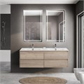 Тумба с четырьмя ящиками и раковиной на две чаши подвесная BelBagno KRAFT 140 Rovere Galifax Bianco , раковина белая 202254