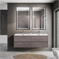 Тумба с четырьмя ящиками и раковиной на две чаши подвесная BelBagno KRAFT 140 Cemento Grigio , раковина белая 202253