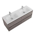 Тумба с четырьмя ящиками и раковиной на две чаши подвесная BelBagno KRAFT 140 Cemento Grigio , раковина белая 202253