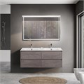 Тумба с четырьмя ящиками и раковиной на две чаши подвесная BelBagno KRAFT 120 Cemento Grigio , раковина белая 202249