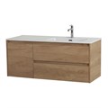 Тумба с раковиной подвесная с двумя ящиками и одной дверцей BelBagno KRAFT 120 Rovere Nebrasca Nature правая, раковина белая 202243