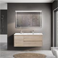 Тумба с раковиной подвесная с двумя ящиками и одной дверцей BelBagno KRAFT 120 Rovere Galifax Bianco правая, раковина белая 202242