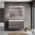 Тумба с раковиной подвесная с двумя ящиками и одной дверцей BelBagno KRAFT 100 Cemento Grigio левая, раковина белая 202229