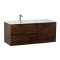 Тумба с раковиной подвесная с двумя ящиками и одной дверцей BelBagno ETNA 120 Rovere Moro левая, раковина белая 202205
