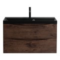 Тумба с раковиной подвесная BelBagno MARINO 80 Rovere Moro, раковина чёрная 201962