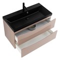 Тумба с раковиной подвесная BelBagno MARINO 80 Cappuccino Lucido, раковина чёрная 201954