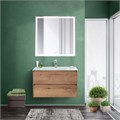 Тумба со стеклянной раковиной подвесная BelBagno KRAFT 80 Rovere Tabacco, раковина белая 200477