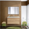Тумба со стеклянной раковиной подвесная BelBagno KRAFT 100 Rovere Nebrasca Nature, раковина белая 200470