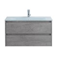 Тумба со стеклянной раковиной подвесная BelBagno KRAFT 100 Cemento Grigio, раковина белая 200467
