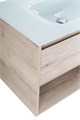 Тумба cо стеклянной раковиной подвесная с одним ящиком и одной открытой полкой BelBagno KRAFT 80 Rovere Galifax Bianco, раковина белая 200435