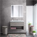 Тумба cо стеклянной раковиной подвесная с одним ящиком и одной открытой полкой BelBagno KRAFT 80 Cemento Grigio, раковина белая 200433