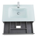 Тумба cо стеклянной раковиной подвесная с одним ящиком и одной открытой полкой BelBagno KRAFT 80 Cemento Grigio, раковина белая 200433