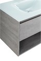 Тумба cо стеклянной раковиной подвесная с одним ящиком и одной открытой полкой BelBagno KRAFT 80 Cemento Grigio, раковина белая 200433