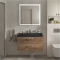 Тумба с раковиной подвесная BelBagno AURORA 90 Rovere Tabacco, раковина чёрная 200293