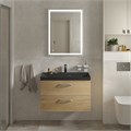 Тумба с раковиной подвесная BelBagno AURORA 80 Rovere Nebrasca Nature, раковина чёрная 200290