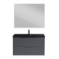 Тумба с раковиной подвесная BelBagno VITTORIA 100 Grigio Opaco, раковина чёрная 200218