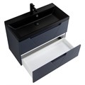 Тумба с раковиной подвесная BelBagno VITTORIA 100 Grigio Opaco, раковина чёрная 200218