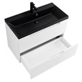 Тумба с раковиной подвесная BelBagno VITTORIA 90 Bianco Lucido-P, раковина чёрная 200210