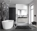 Тумба с раковиной подвесная BelBagno ALBANO 120 Rovere Vintage Bianco, раковина чёрная 200193