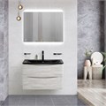 Тумба с раковиной подвесная BelBagno ACQUA 100 Rovere Vintage Bianco, раковина чёрная 200149