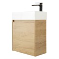 Тумба с раковиной подвесная BelBagno KRAFT MINI 50 Rovere Nebrasca Nature левосторонняя, раковина белая 197051