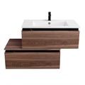 Тумба с раковиной подвесная с нижней тумбой CEZARES SLIDER 80 Орех дымчатый, раковина белая 190702