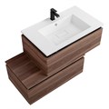 Тумба с раковиной подвесная с нижней тумбой CEZARES SLIDER 80 Орех дымчатый, раковина белая 190702