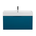 Тумба с раковиной подвесная выдвижными ящиком и внутренним ящиком CEZARES PREMIUM 90 Plisse Blu petrolio, раковина белая 190662