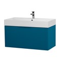 Тумба с раковиной подвесная выдвижными ящиком и внутренним ящиком CEZARES PREMIUM 90 Plisse Blu petrolio, раковина белая 190662