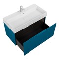 Тумба с раковиной подвесная выдвижными ящиком и внутренним ящиком CEZARES PREMIUM 90 Plisse Blu petrolio, раковина белая 190662
