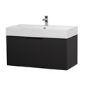 Тумба с раковиной подвесная выдвижными ящиком и внутренним ящиком CEZARES PREMIUM 90 Plisse Nero opaco, раковина белая 190661