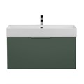 Тумба с раковиной подвесная выдвижными ящиком и внутренним ящиком CEZARES PREMIUM 90 Verde opaco, раковина белая 190659