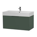 Тумба с раковиной подвесная выдвижными ящиком и внутренним ящиком CEZARES PREMIUM 90 Verde opaco, раковина белая 190659